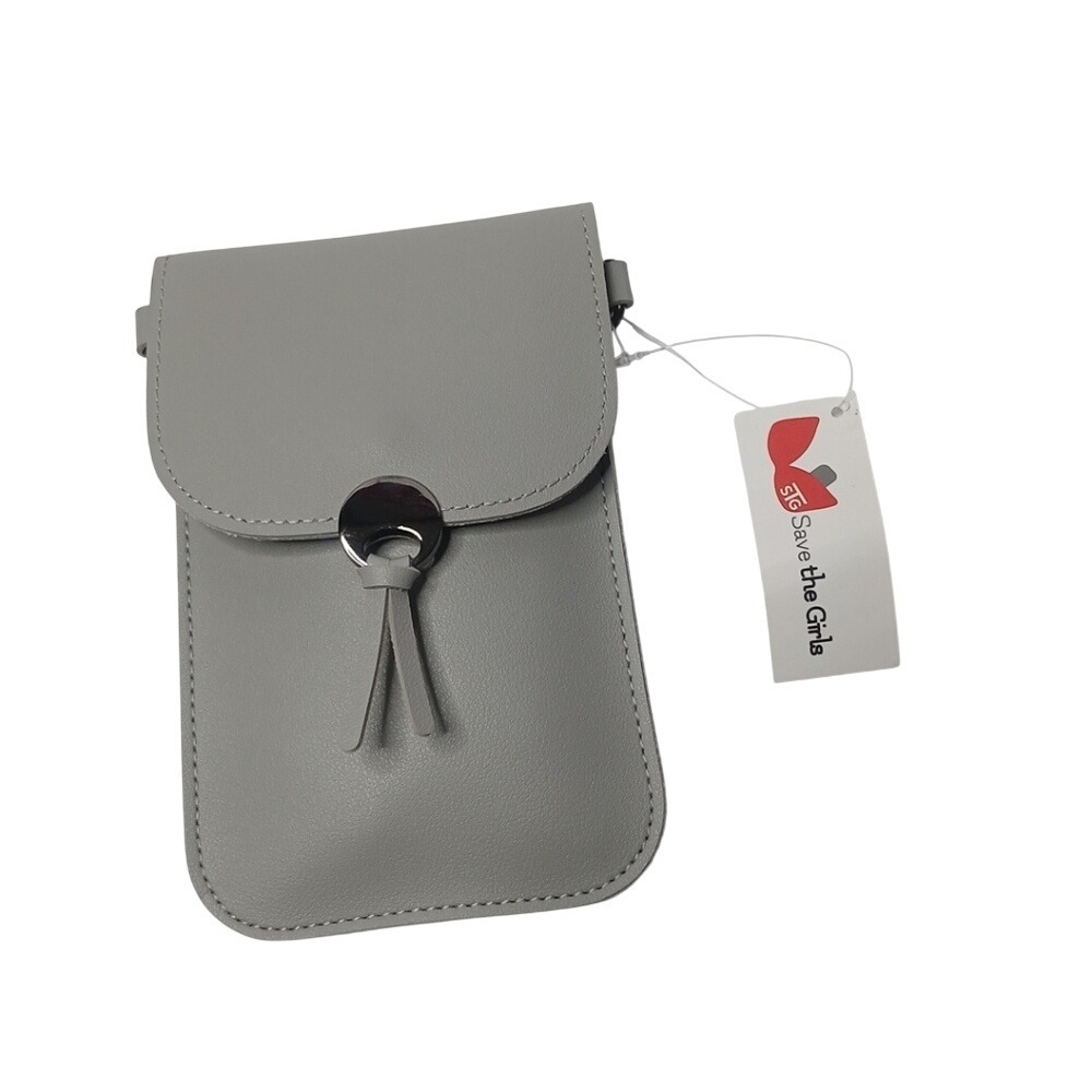 Save the Girls Touch Screen Purse Womens Small Light Grey Crossbody Bag